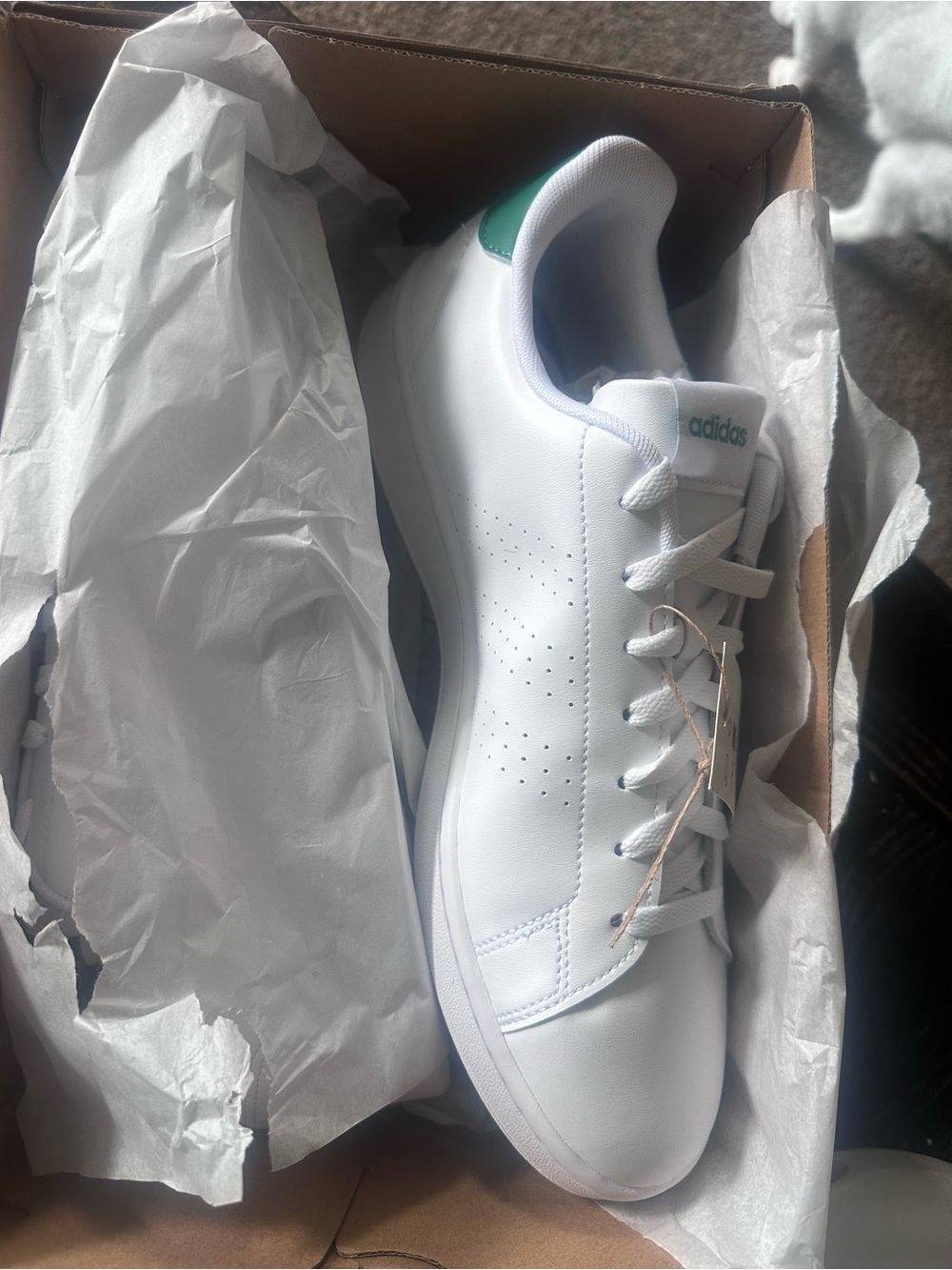 adidas Advantage White Sneakers with Green Heel